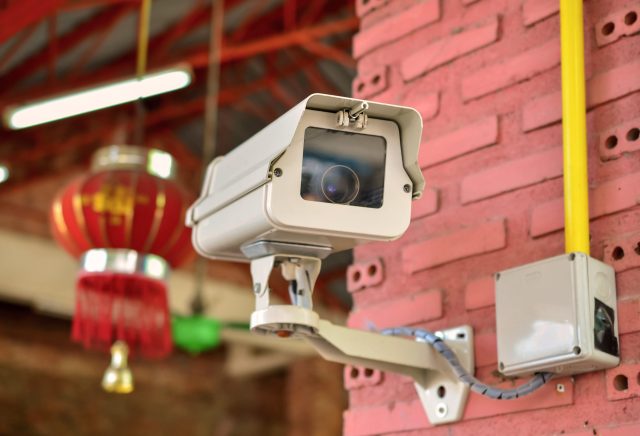 Security CCTV camera and urban video.