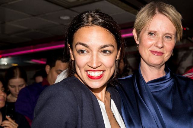 Alexandria Ocasio-Cortez  and Cynthia Nixon. Credit: Scott Heins/Getty Images
