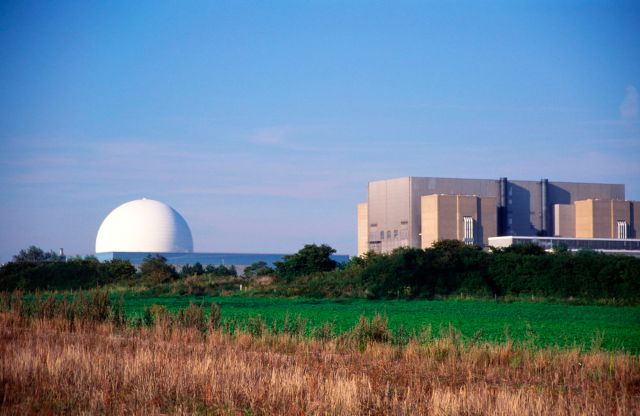 Sizewell nuclear power station Suffolk England UK, to the right is decommissioned Sizewell A the dome is the PWR of Sizewell B. (Photo by: Geography Photos/Universal Images Group via Getty Images)
