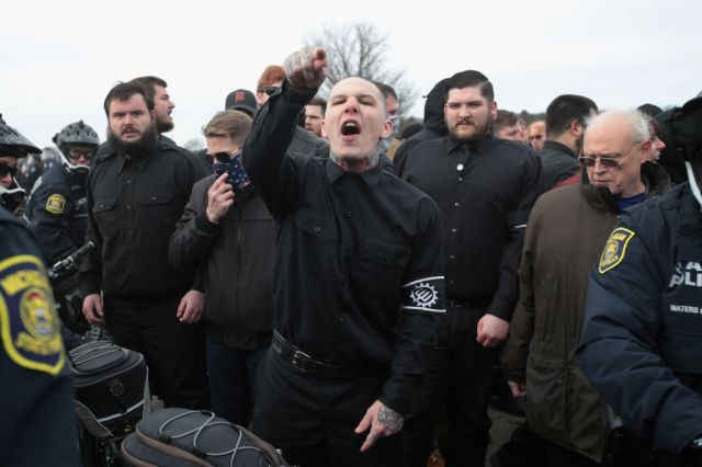 White nationalists clash with counter-demonstrators at Michigan State University. (Photo by Scott Olson/Getty Images)