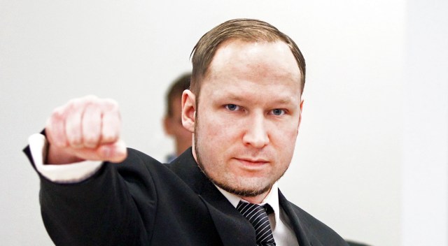 Anders Behring Breivik during his trial in Oslo. (ASERUD, LISE/AFP via Getty Images)