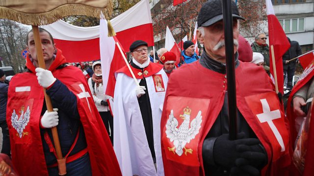 Polish nationalists gather to mark the country's defeat of Russia. Credit: Sean Gallup/Getty