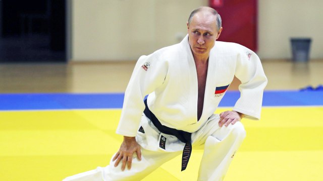 It is thought that Putin will be very upset to have lost his tae kwon do black belt. Credit: Mikhail KlimentyevTASS via Getty Images