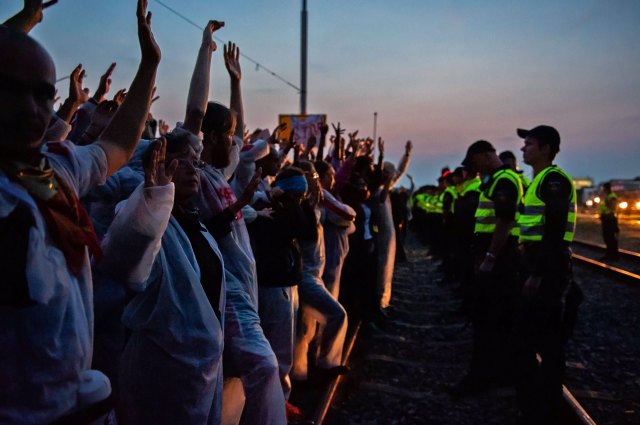 Protestors blockade the NAM Oil Company (Romy Arroyo Fernandez/NurPhoto via Getty Images)