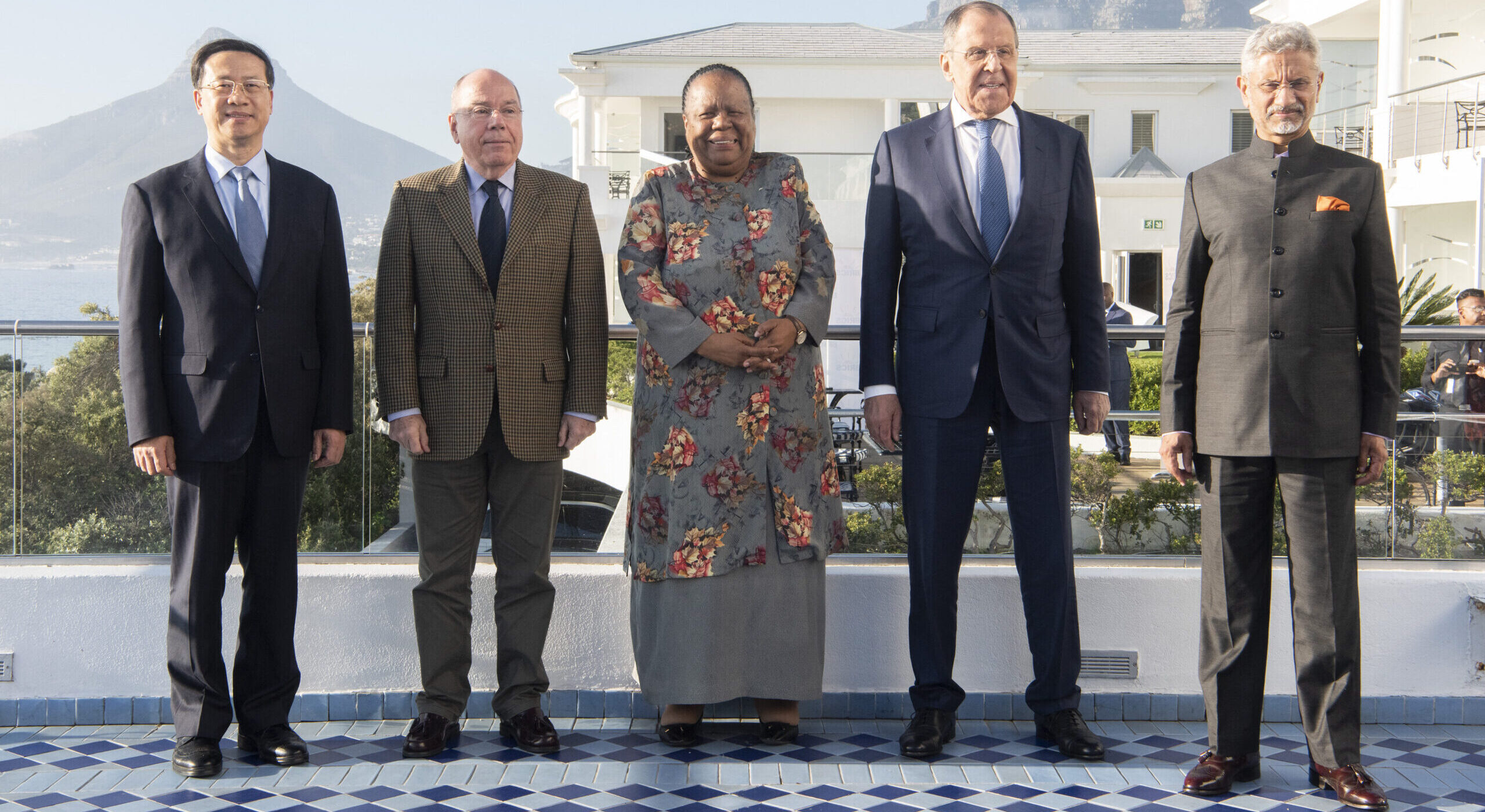 Representatives from China, Brazil, South Africa, Russia and India in Cape Town on Thursday. Credit: Getty 