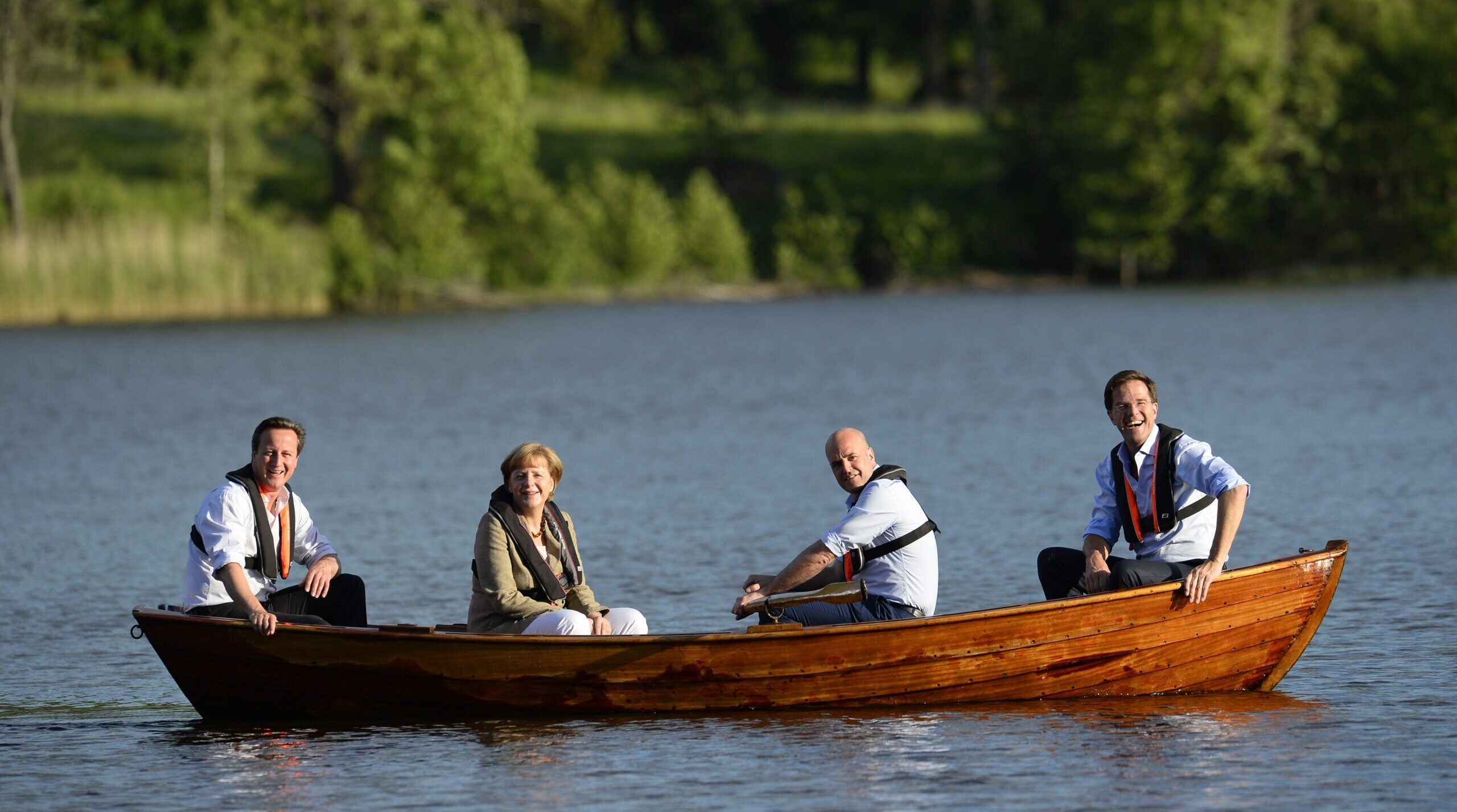 Three dads (and Mutti) in a boat. Credit: Getty