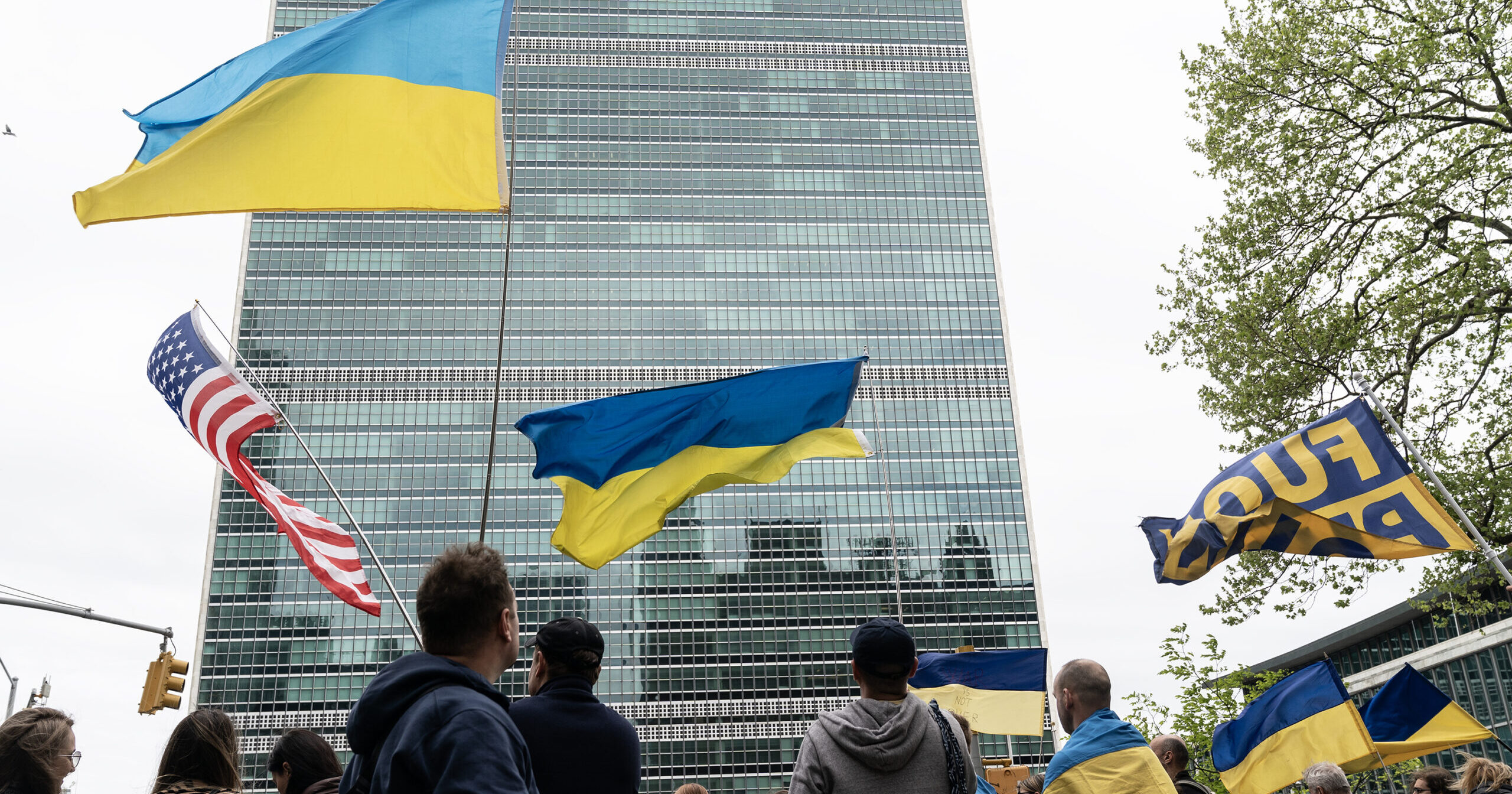 Pro-Ukraine demonstrators in in New York earlier this year. Credit: Getty