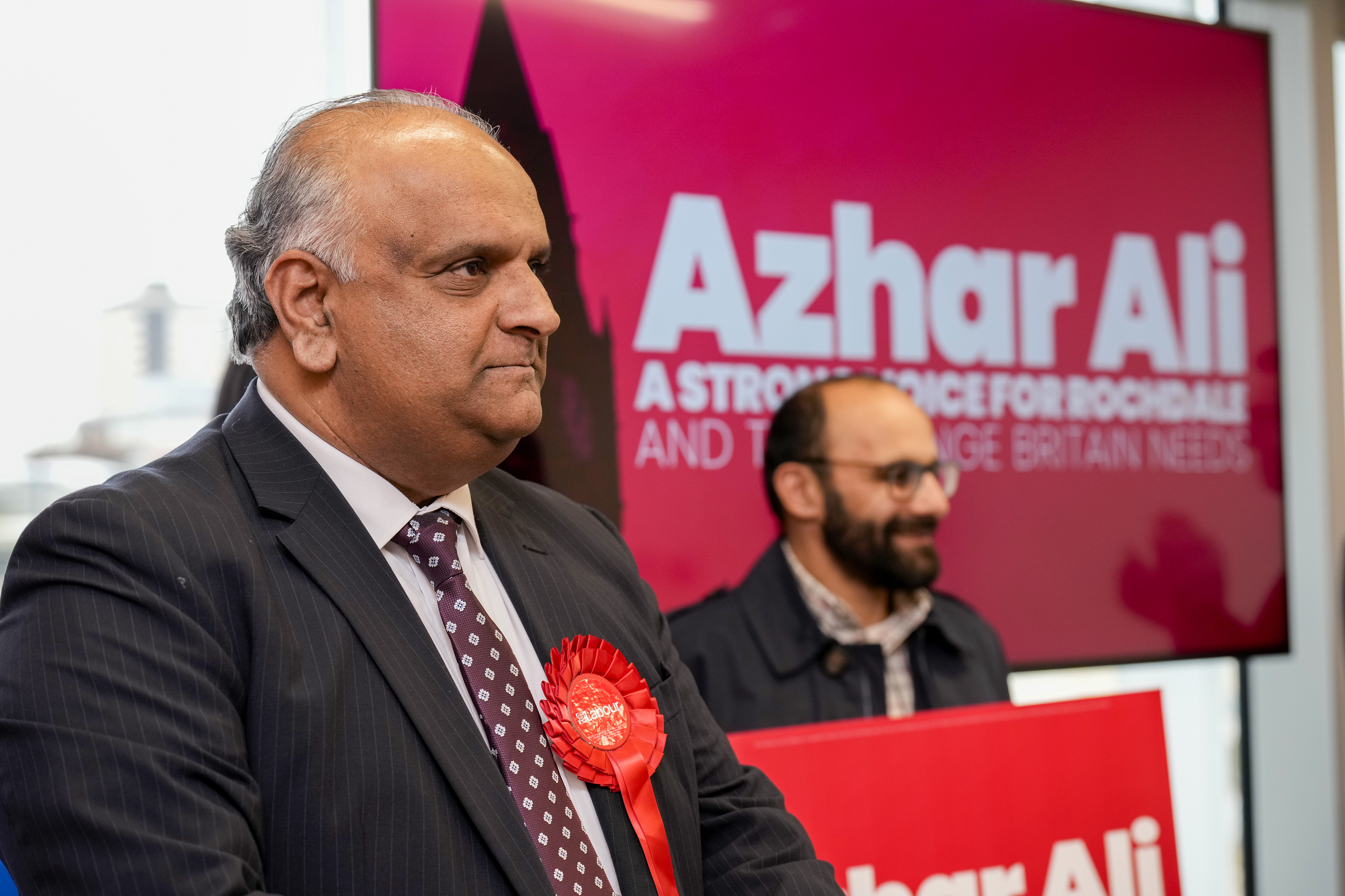 Labour candidate for Rochdale Azhar Ali launches his by-election campaign last week. Credit: Getty
