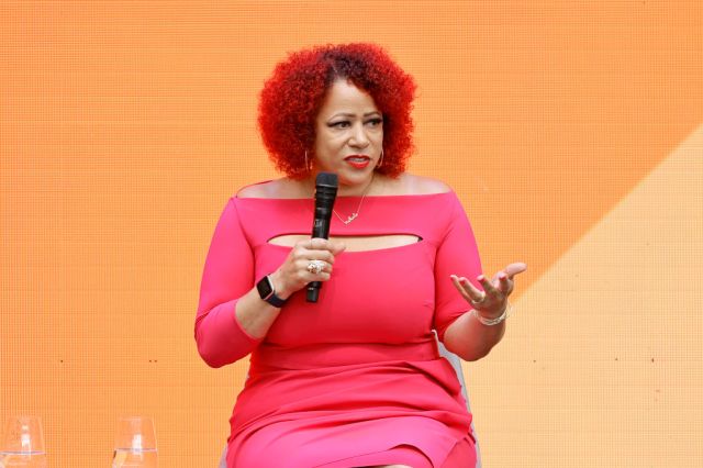 Nikole Hannah-Jones speaks in Los Angeles in 2022. Credit: Getty