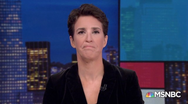 MSNBC's Rachel Maddow shows her appreciation for Trump. Credit: MSNBC
