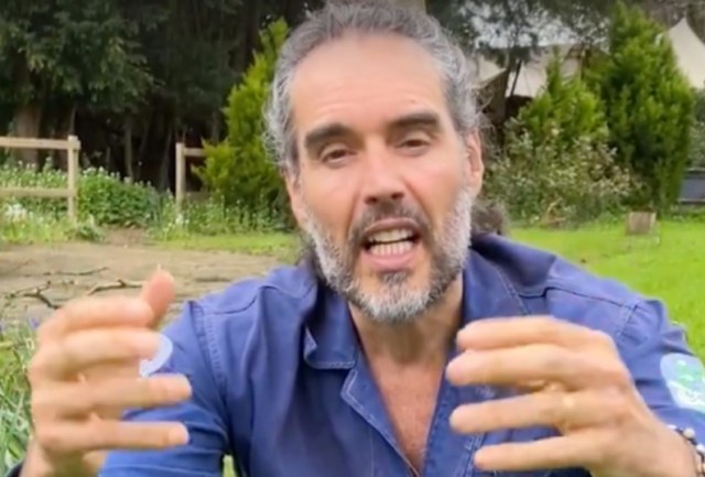 Russell Brand in the video he uploaded to social media. Credit: Russell Brand/X