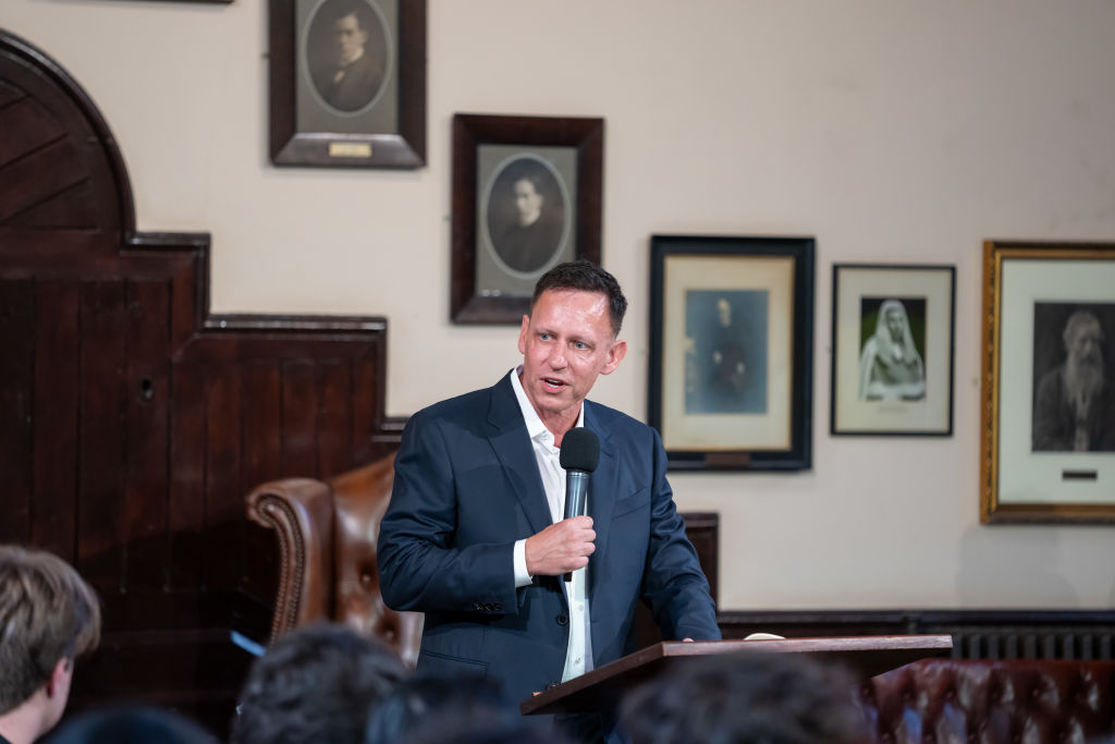 Peter Thiel preaches the gospel at the Cambridge Union last month. Credit: Getty