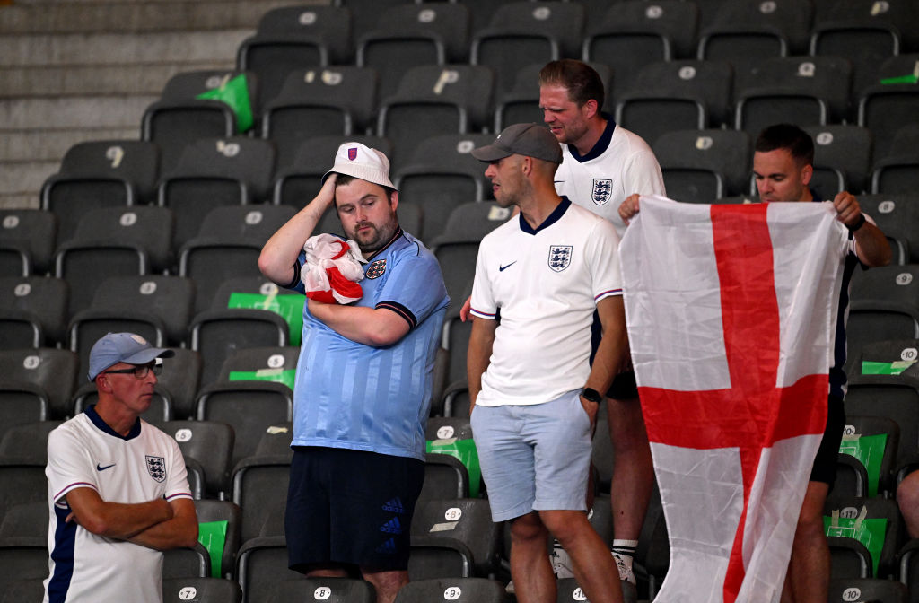 England fans in Berlin's Olympiastadion following last night's final defeat. Credit: Getty