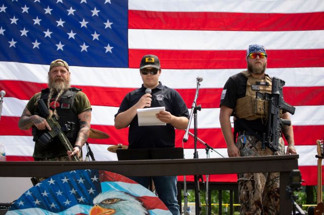 Rittenhouse (centre) at a rally in support of the Second Amendment (Bill Pugliano/Getty Images)