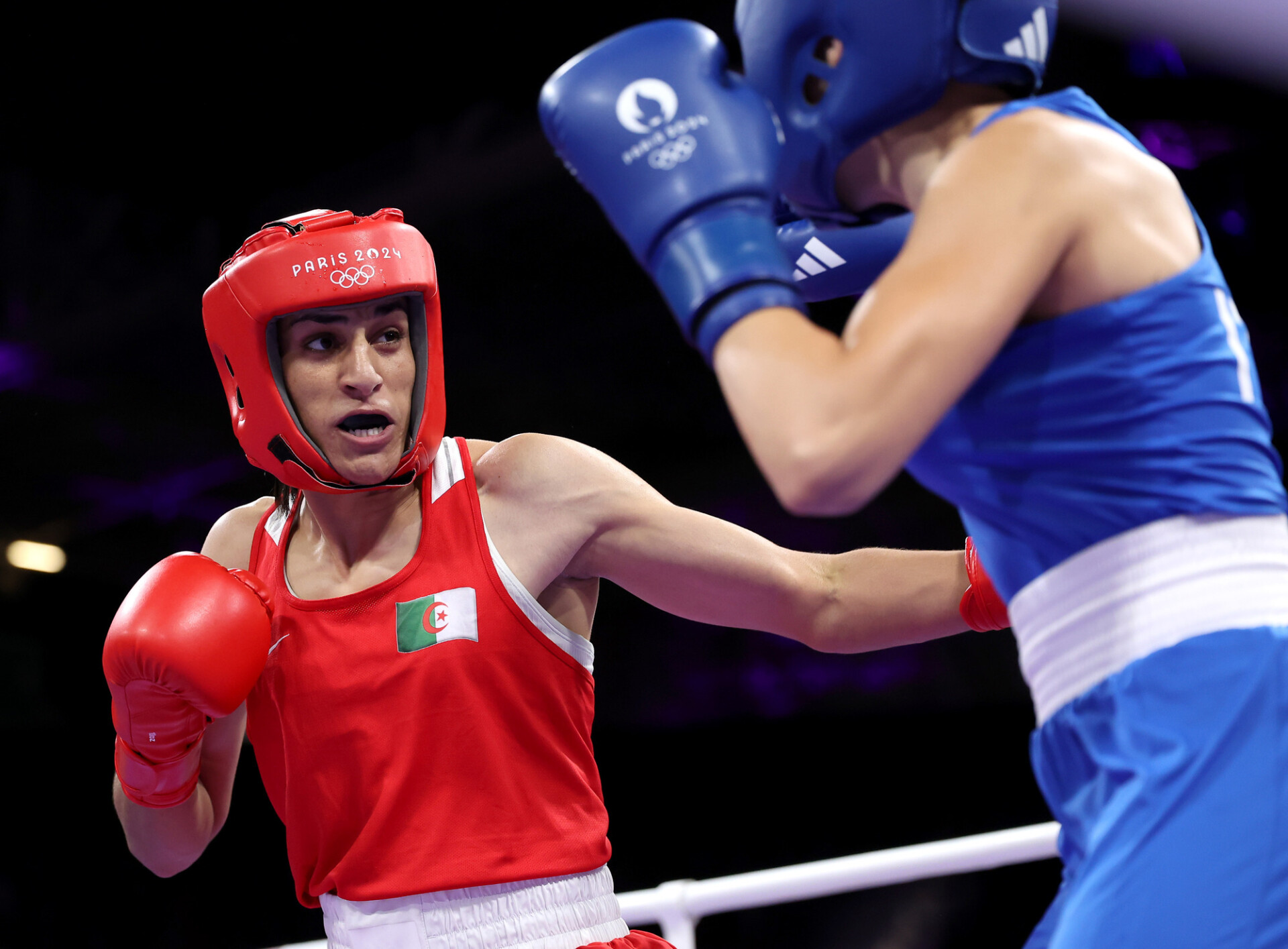 Imane Khelif controversially won her bout with Angela Carini after just 46 seconds. Credit: Getty