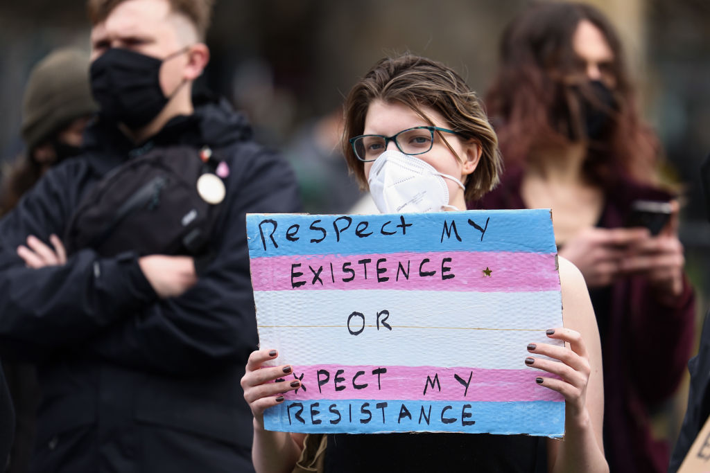Trans rights activists protest in Edinburgh earlier this year. Credit: Getty