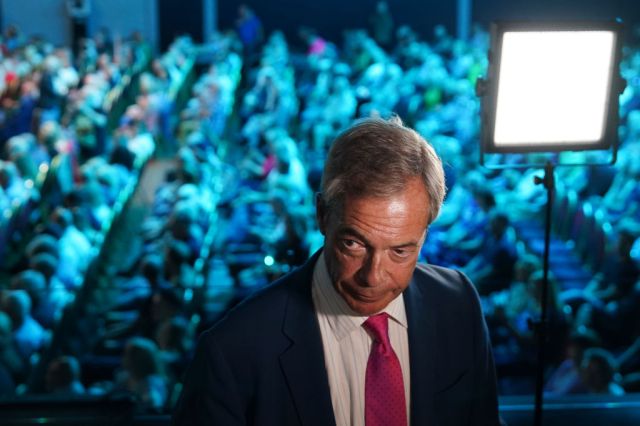 Farage in the spotlight. Credit: Getty