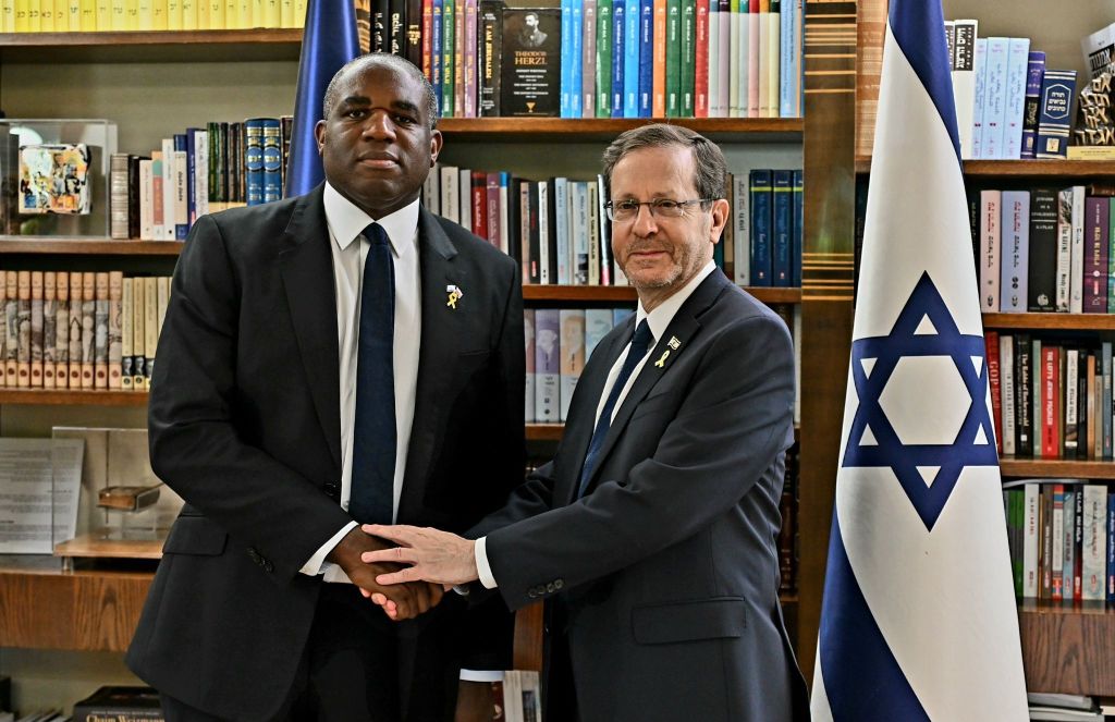 David Lammy meets with Israeli President Isaac Herzog in Jerusalem in July. Credit: Getty