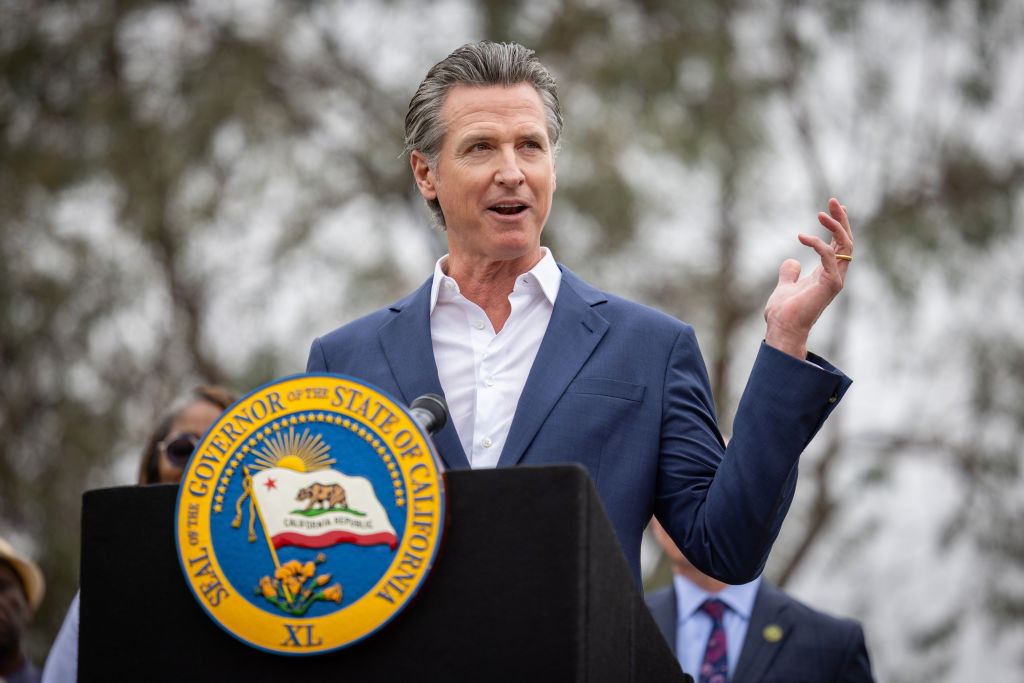 Will the Harris-Newsom turn away from ultra-progressivism win over voters? Credit: Getty