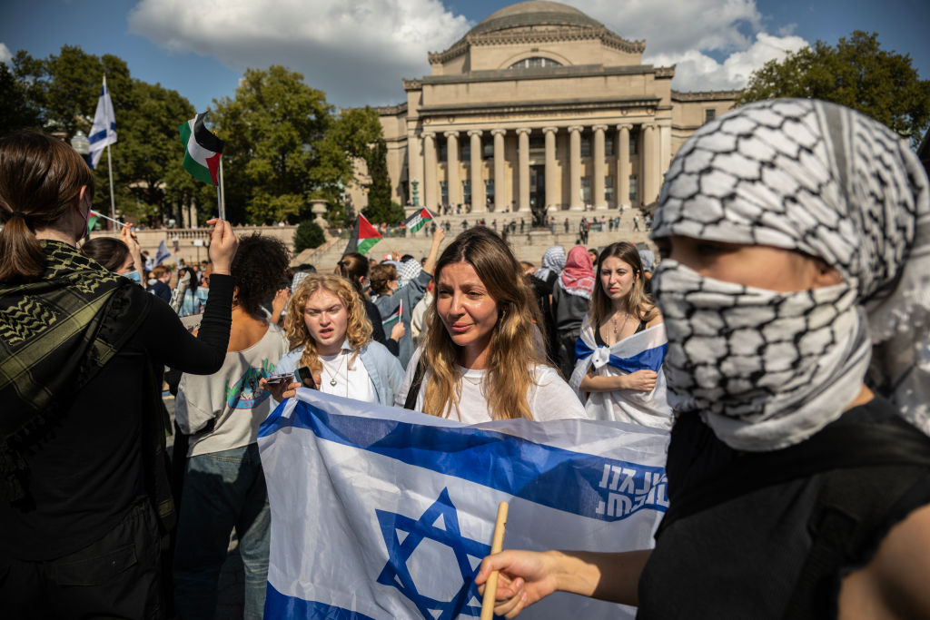 Students protest against the war in Gaza and in support of Israel at Columbia University on Monday. Credit: Getty