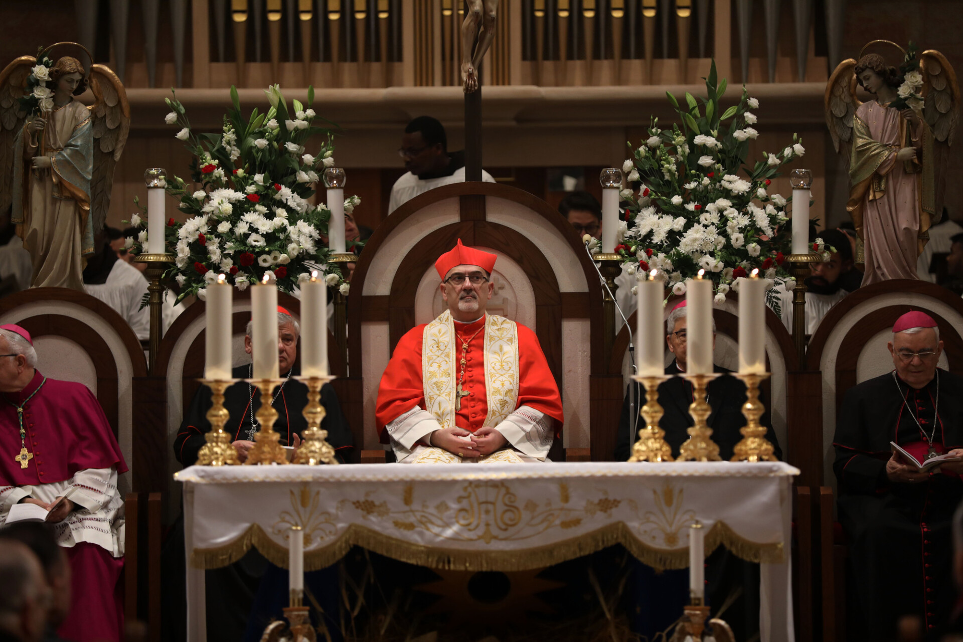 Pizzaballa entered the Gaza Strip to visit the territory's shattered Christian minority. Credit: Getty