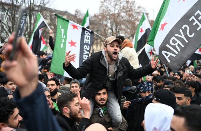 Syrians in Berlin celebrate the end of Bashar al-Assad's rule. Credit: Getty