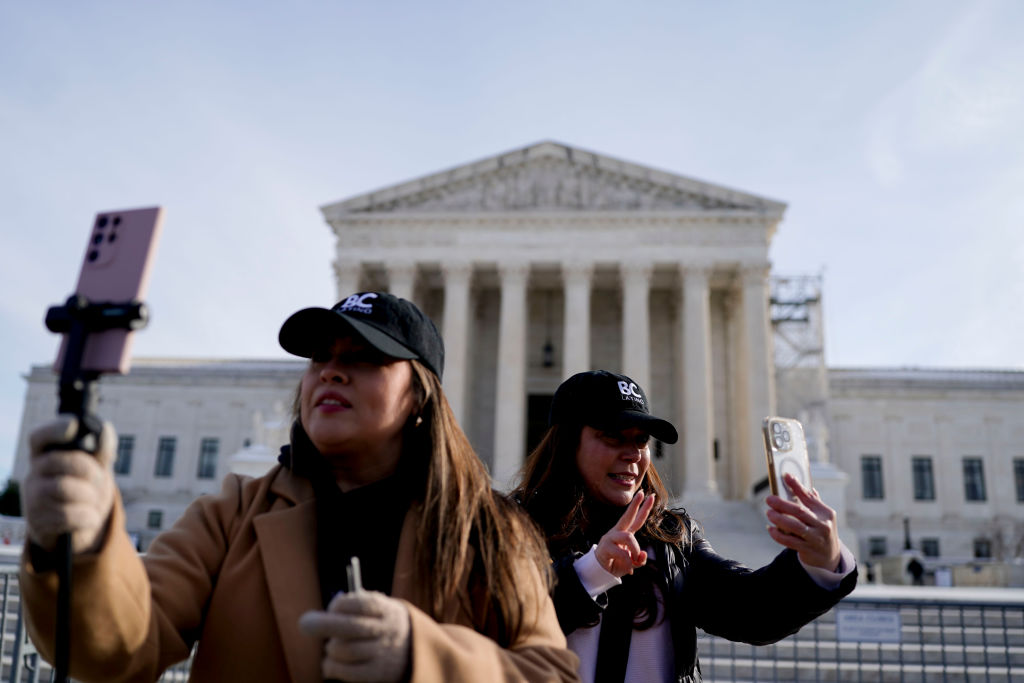 TikTokers make their case outside the Supreme Court last week. Credit: Getty