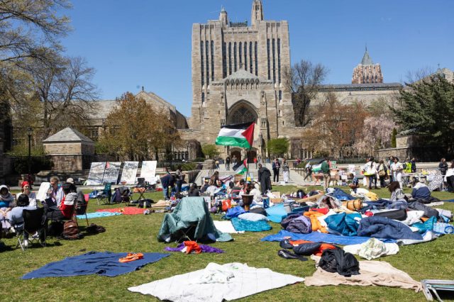 Pro-Palestine demonstrations at yale have attracted the Trump administration's attention. Credit: Getty