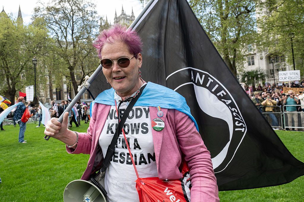 Sarah Jane — né Alan — Baker has urged activists to "punch terfs in the face". Credit: Getty