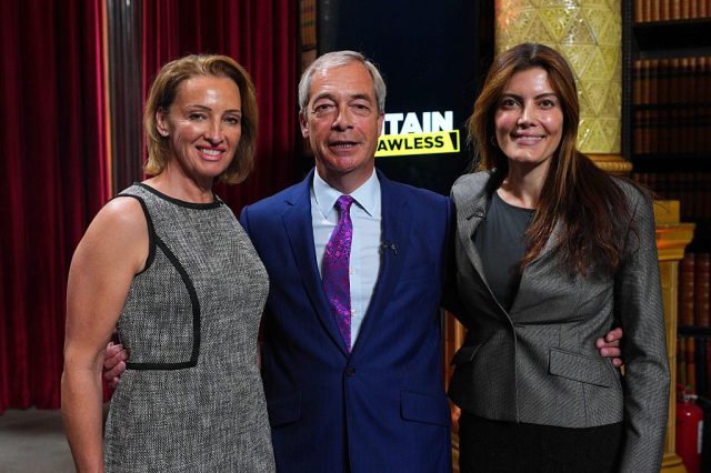 Nigel Farage with Sarah Pochin and  Laila Cunningham. Carl Court/Getty Images