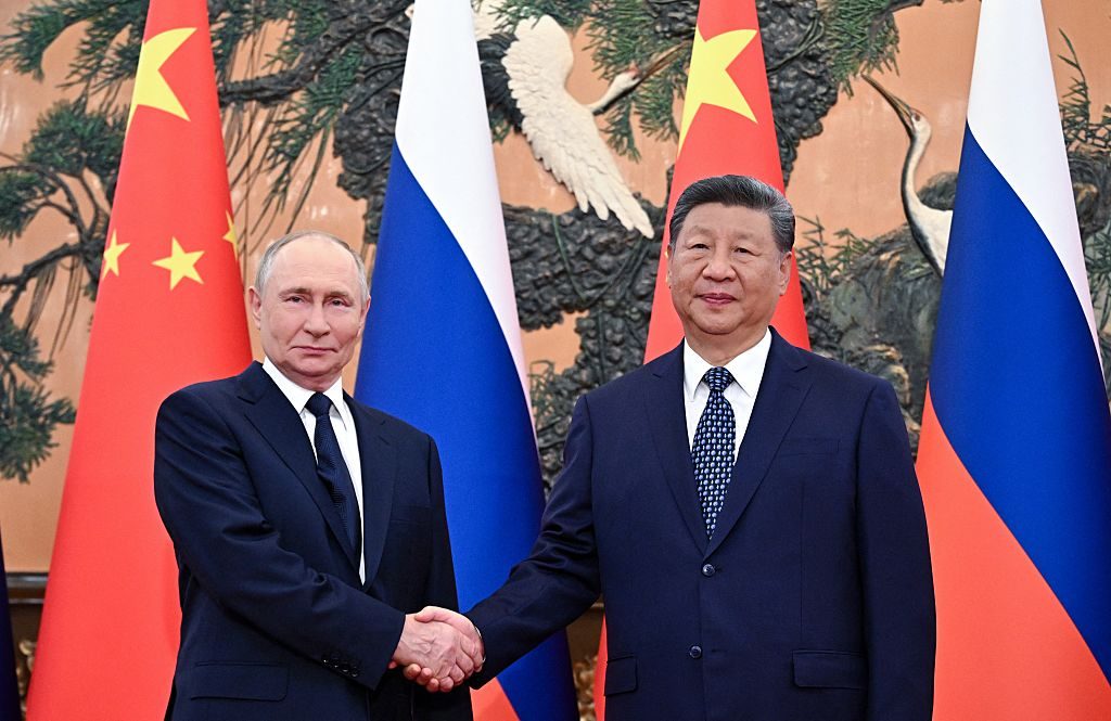 Vladimir Putin and Xi Jinping meet in Beijing earlier this week. Credit: Getty