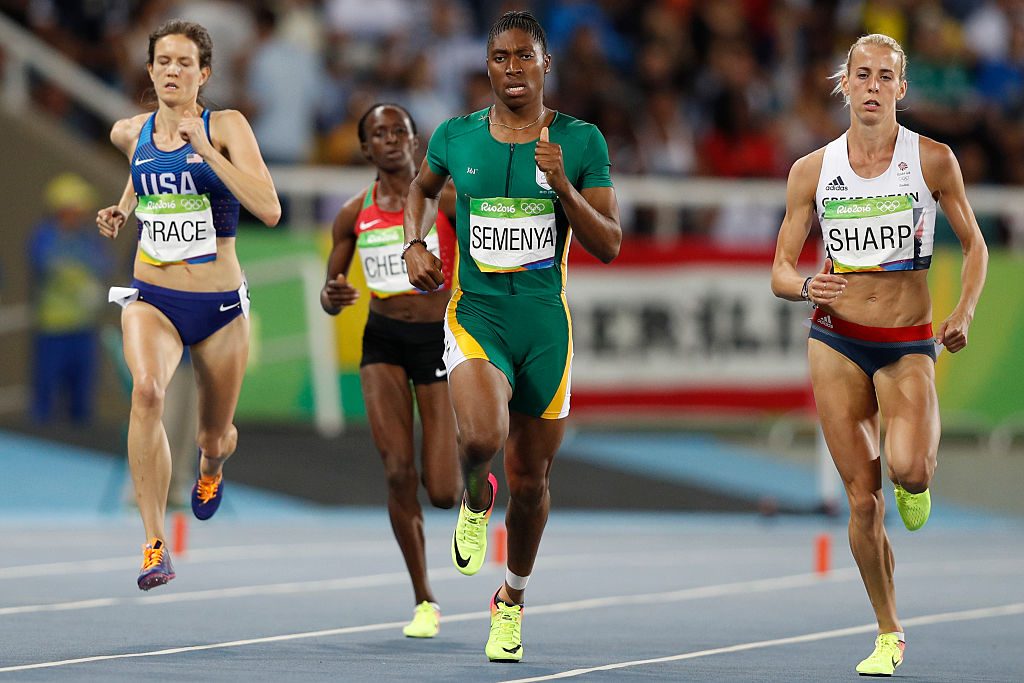 Lynsey Sharp (R) was beaten by Caster Semenya (C) in Rio. Credit: Getty