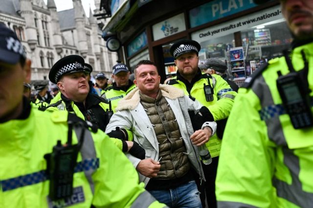 Robinson styles himself as a defender of Jews but leans into antisemitic tropes. Credit: Getty
