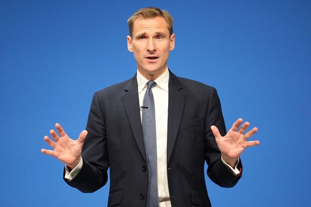 The Shadow Home Secretary does his best Donald Trump impression. Credit: Getty