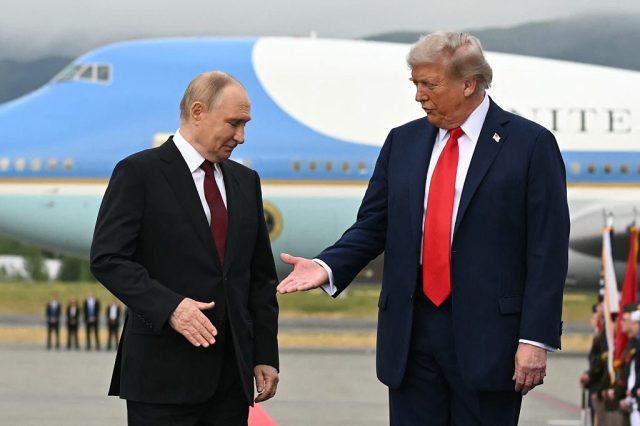 President Trump meets Vladimir Putin in Alaska. Credit: Getty