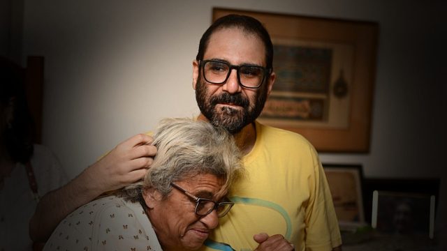 Alaa Abd El-Fattah with his mother, Laila Suief, whose British citizenship enabled him to obtain a British passport and diplomatic assistance. Photo: Getty