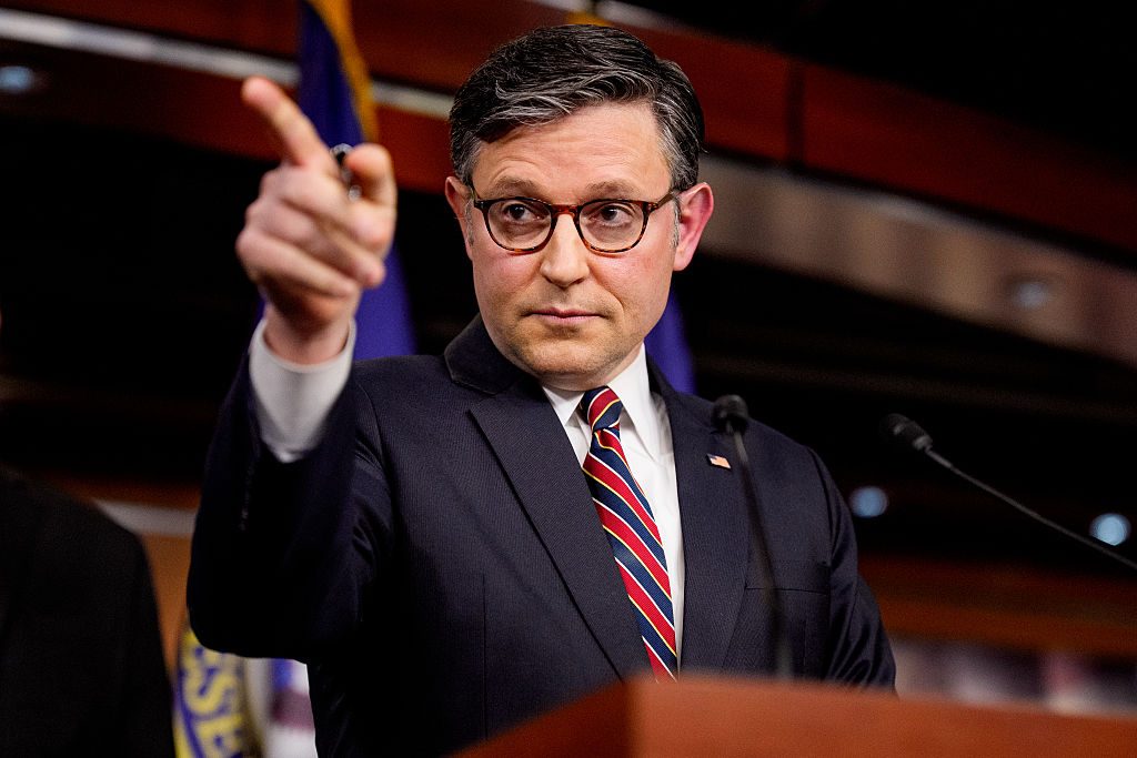 Mike Johnson is visiting the UK to mark 250 years of American independence. Credit: Getty