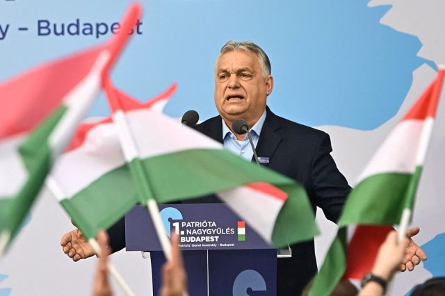 Hungarian Prime Minister Viktor Orbán addresses a rally in Budapest earlier this week. Credit: Getty