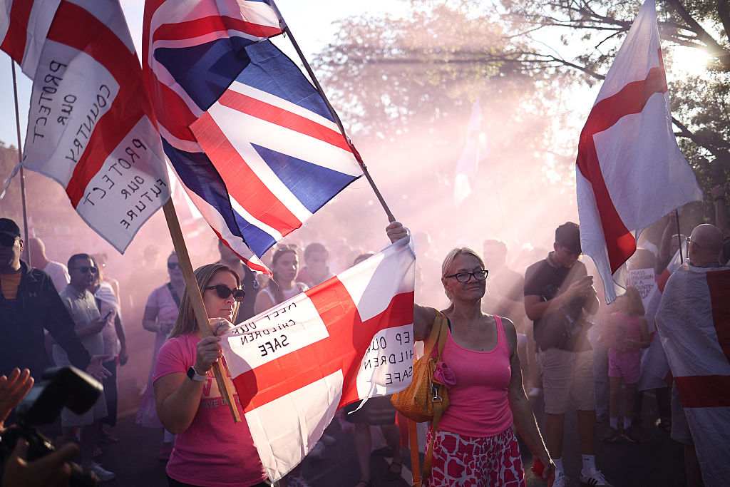 Protesters outside the Bell Hotel in Epping last year. Credit: Getty