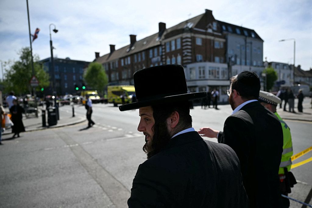 Golders Green residents at the site of today’s attack. Credit: Getty