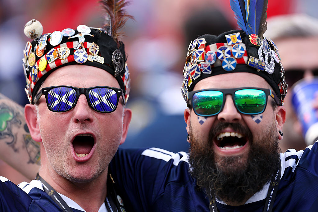 Scotland fans at yesterday’s World Cup match against Morocco. Credit: Getty