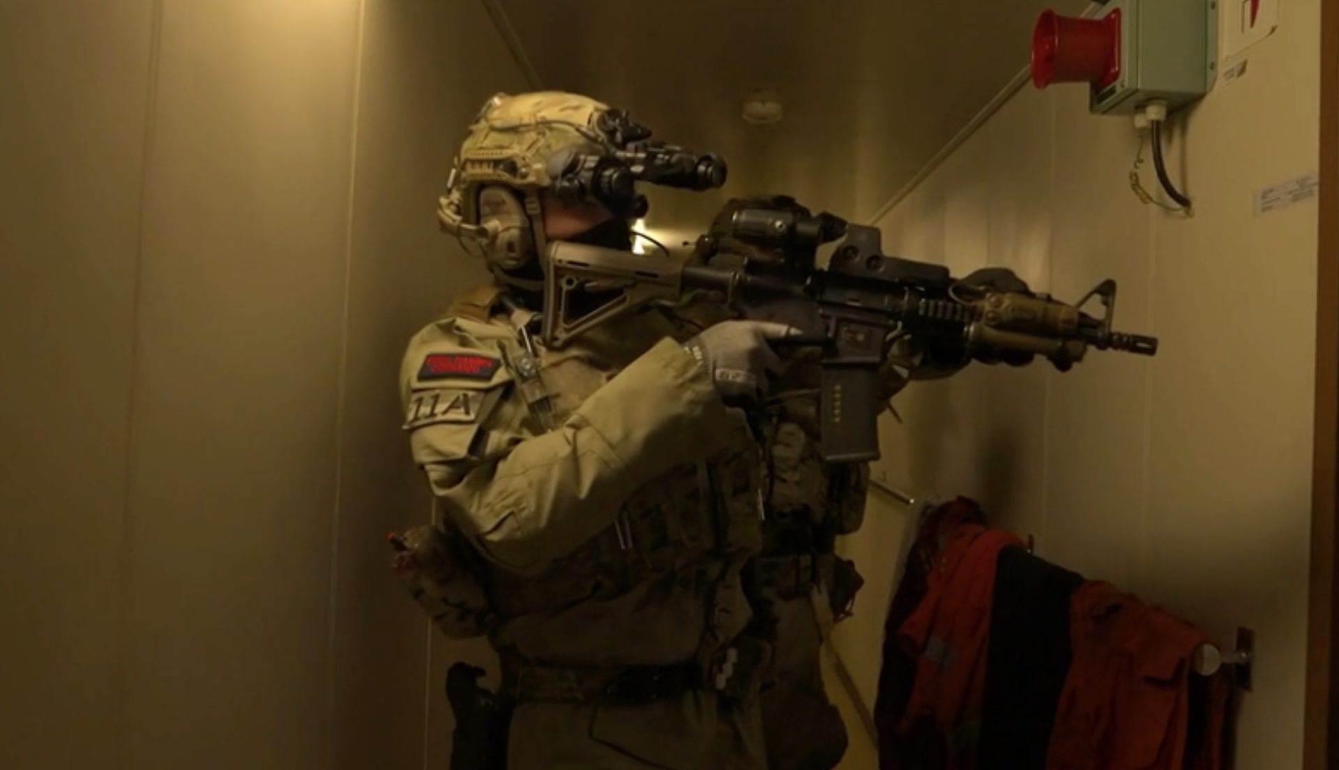 The MOD has released footage of soldiers boarding and searching the Russian vessel. Credit: Ministry of Defence