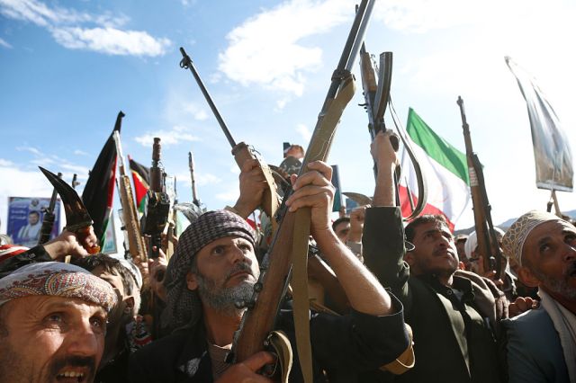 Yemen's Houthi loyalists show support for Iran Credit: Getty Images