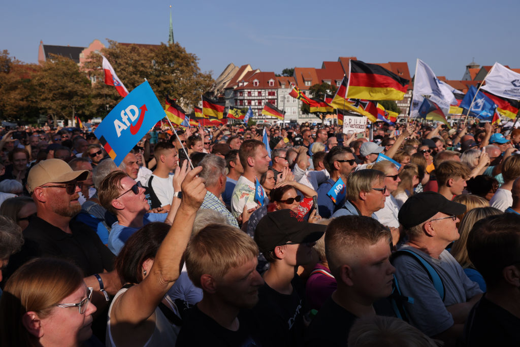 ‘Mainstream parties are panicking over the AfD’s projected victory in state elections in Saxony-Anhalt next month.’ Credit: Getty