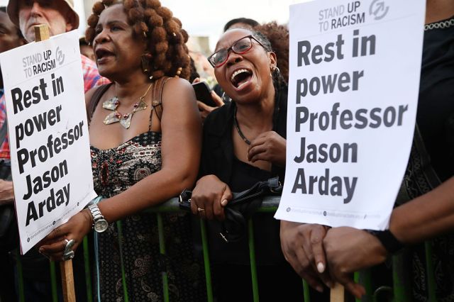 Attendees at a vigil for former University of Cambridge professor Jason Arday in central London yesterday evening. Credit: Getty
