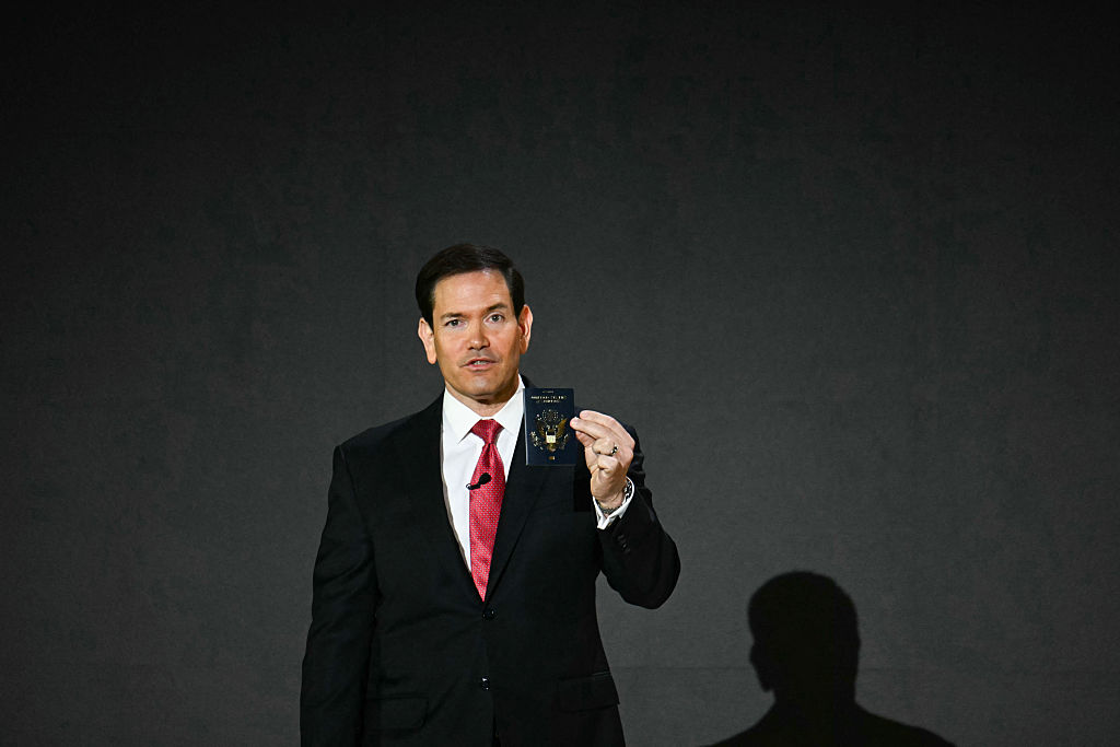 US Secretary of State Marco Rubio speaks at a launch event for the new America.gov website. Credit: Getty