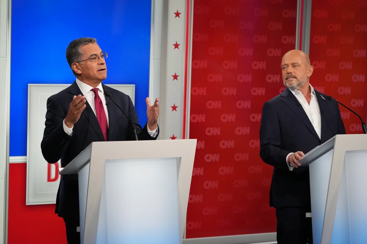 Becerra failed to impress against Republican opponent Steve Hilton last night. Credit: CNN